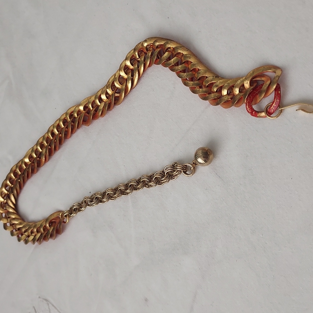 Chunky chain metal choker necklace red gold retro chain necklace unisex - Picture 8 of 16